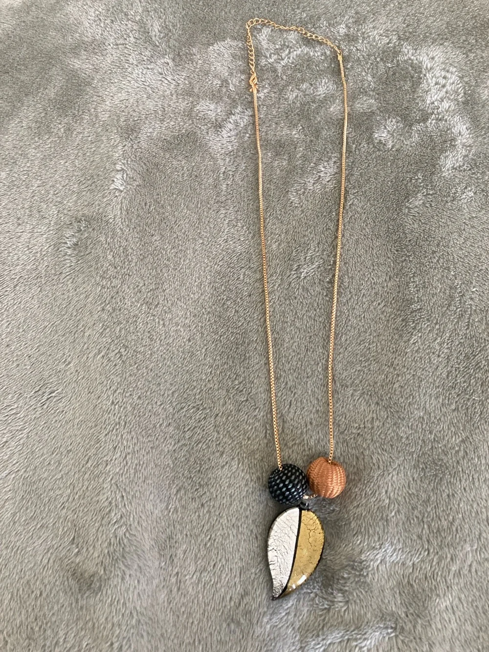 Gold silver glass leaf pendant